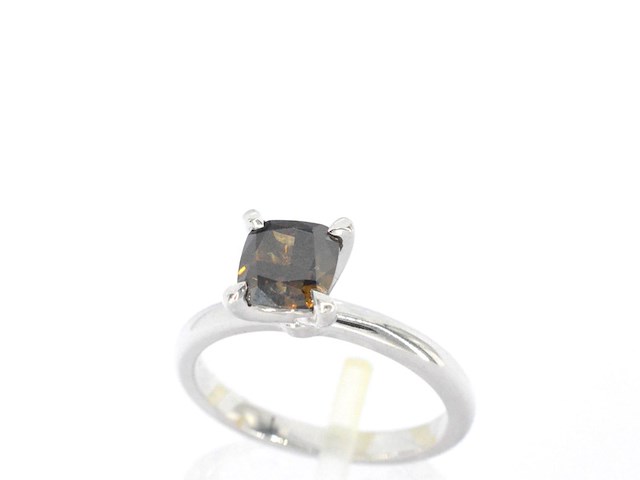 Witgouden solitair ring met diamant - afbeelding 6 van  12