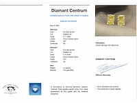 Witgouden solitaire oorbellen met gele kussenvorm geslepen diamanten van totaal 4.21 carat - afbeelding 6 van  12