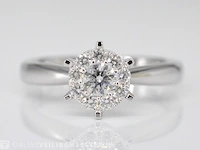 Witgouden solitaire ring met diamanten - afbeelding 1 van  7