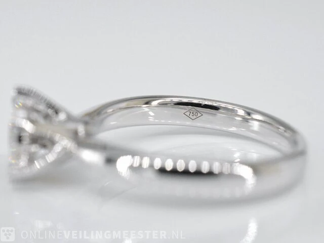 Witgouden solitaire ring met diamanten - afbeelding 5 van  7