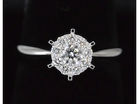 Witgouden solitaire ring met diamanten - afbeelding 3 van  5