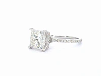 Witgouden solitaire ring met een grote prinses geslepen diamant van 3.00 carat - afbeelding 4 van  9