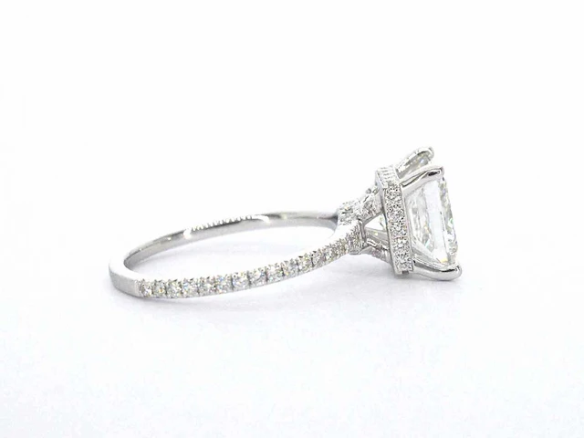 Witgouden solitaire ring met een grote prinses geslepen diamant van 3.00 carat - afbeelding 5 van  9