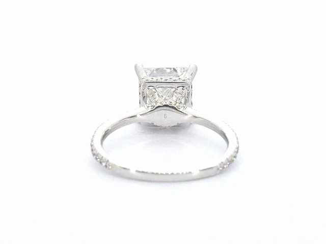 Witgouden solitaire ring met een grote prinses geslepen diamant van 3.00 carat - afbeelding 7 van  9