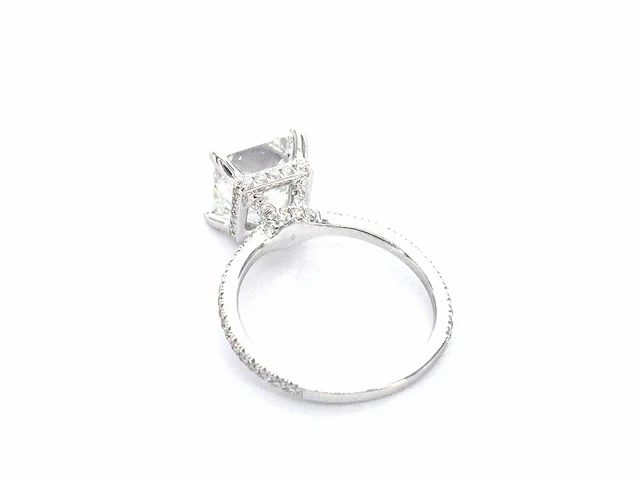 Witgouden solitaire ring met een grote prinses geslepen diamant van 3.00 carat - afbeelding 9 van  9