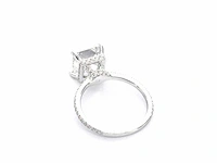 Witgouden solitaire ring met een grote prinses geslepen diamant van 3.00 carat - afbeelding 9 van  9