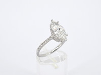 Witgouden solitaire ring met een marquise diamant van 2.00 carat met hidden halo - afbeelding 2 van  12