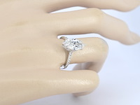 Witgouden solitaire ring met een marquise diamant van 2.00 carat met hidden halo - afbeelding 5 van  12