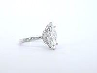 Witgouden solitaire ring met een marquise diamant van 2.00 carat met hidden halo - afbeelding 6 van  12