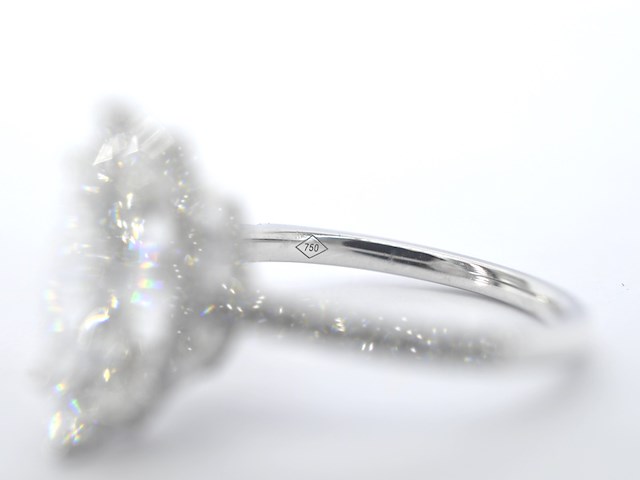 Witgouden solitaire ring met een marquise diamant van 2.00 carat met hidden halo - afbeelding 9 van  12