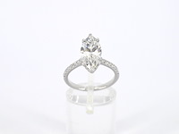 Witgouden solitaire ring met een marquise diamant van 2.00 carat met hidden halo - afbeelding 11 van  12