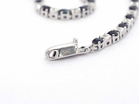 Witgouden tennis armband met diamanten en saffieren - afbeelding 9 van  10