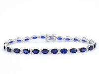 Witgouden tennisarmband diamant saffier - afbeelding 1 van  8