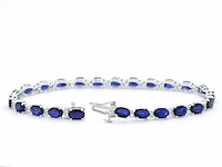 Witgouden tennisarmband diamant saffier - afbeelding 5 van  8