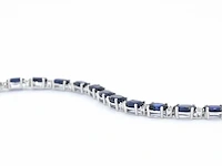 Witgouden tennisarmband diamant saffier - afbeelding 6 van  8