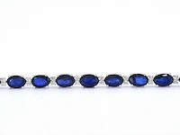Witgouden tennisarmband diamant saffier - afbeelding 7 van  8