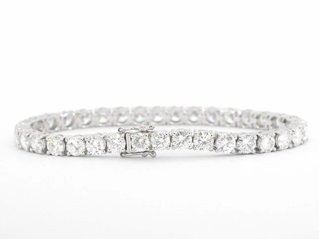 Witgouden tennisarmband met 16.20 carat diamant - afbeelding 4 van  9