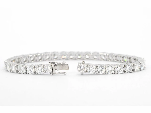 Witgouden tennisarmband met 16.20 carat diamant - afbeelding 5 van  9