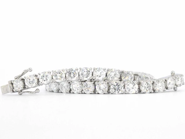 Witgouden tennisarmband met 16.20 carat diamant - afbeelding 7 van  9