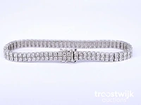 Witgouden tennisarmband met 2 rijen diamanten 1.50 carat - afbeelding 3 van  7