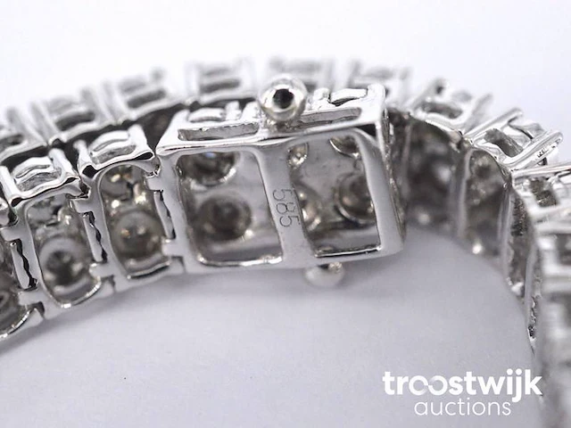 Witgouden tennisarmband met 2 rijen diamanten 1.50 carat - afbeelding 6 van  7