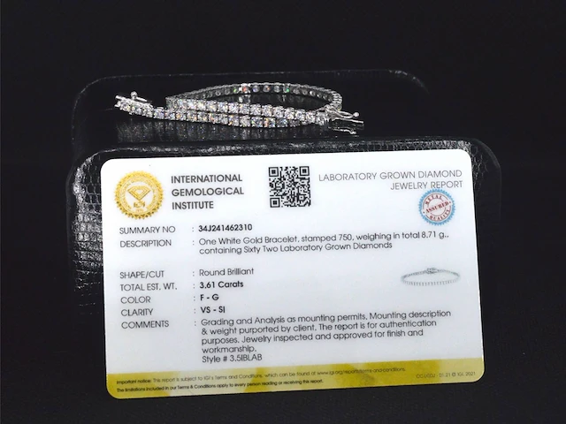 Witgouden tennisarmband met 3.61 carat briljant geslepen diamanten - afbeelding 3 van  8