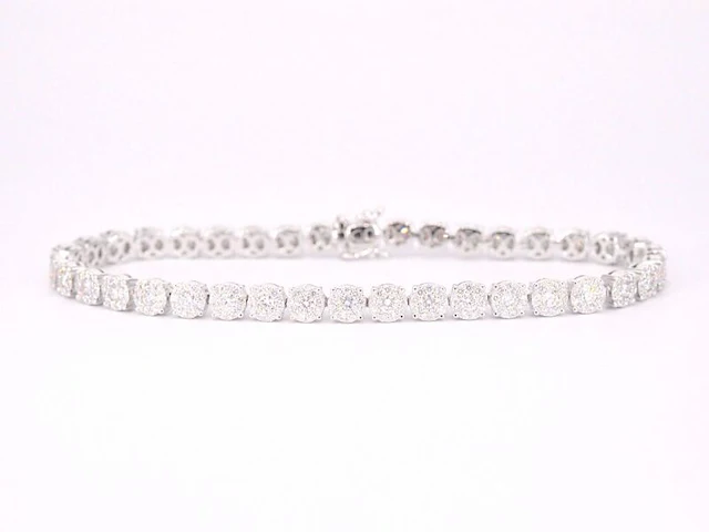 Witgouden tennisarmband met 5.00 carat diamanten set 1 - afbeelding 1 van  7