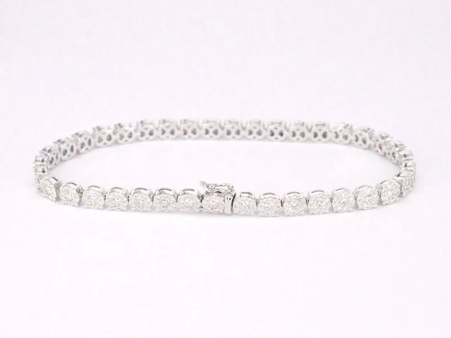 Witgouden tennisarmband met 5.00 carat diamanten set 1 - afbeelding 3 van  7