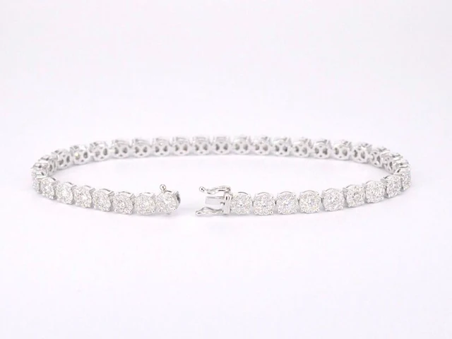 Witgouden tennisarmband met 5.00 carat diamanten set 1 - afbeelding 4 van  7
