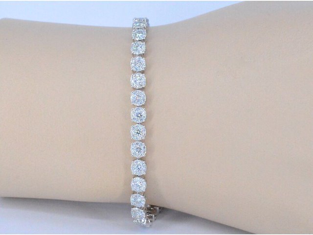 Witgouden tennisarmband met 5.00 carat diamanten - afbeelding 2 van  9