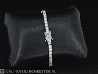Witgouden tennisarmband met 5.13 carat briljant geslepen diamanten - afbeelding 6 van  10
