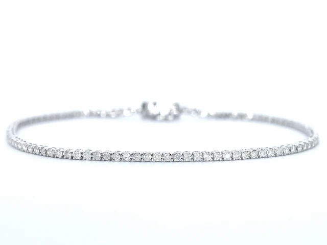 Witgouden tennisarmband met diamanten 1.00 carat - afbeelding 1 van  9