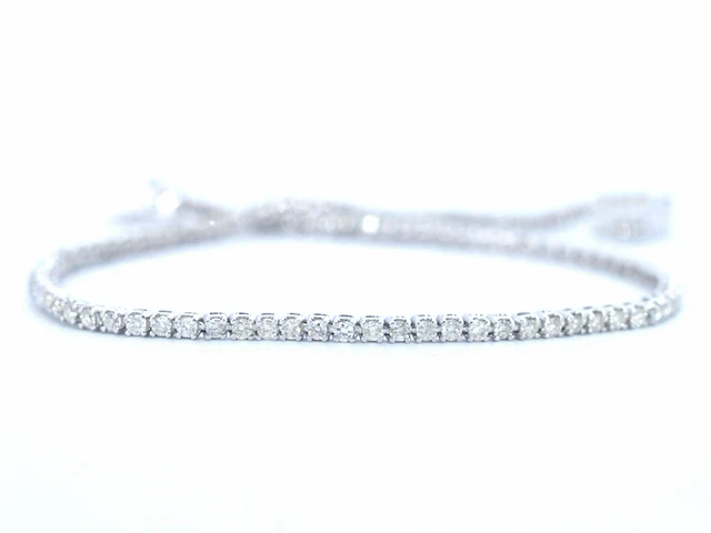 Witgouden tennisarmband met diamanten 1.00 carat - afbeelding 3 van  9