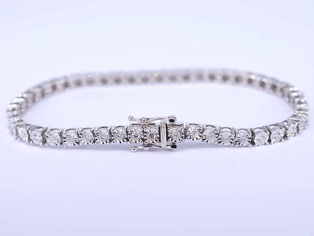 Witgouden tennisarmband met diamanten 1.20 carat - afbeelding 3 van  8