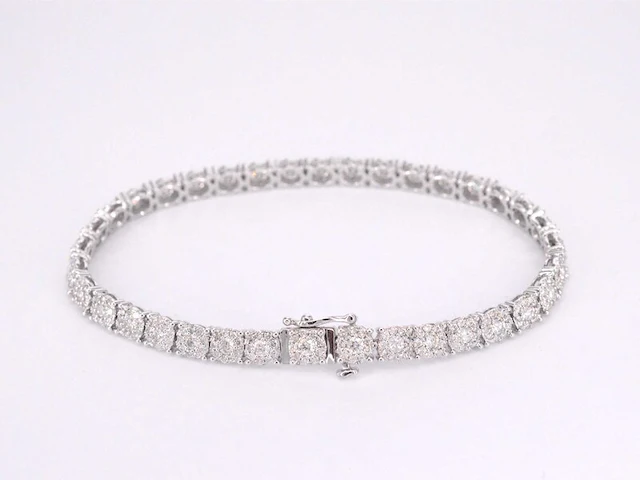 Witgouden tennisarmband met diamanten 5.50 carat - afbeelding 3 van  7