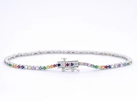 Witgouden tennisarmband met multi colour edelstenen - afbeelding 6 van  12