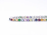 Witgouden tennisarmband met multi colour edelstenen - afbeelding 8 van  12