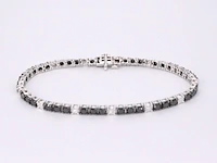 Witgouden tennisarmband rondom gezet met zwarte en witte diamanten - afbeelding 6 van  9