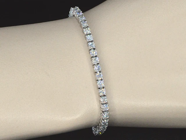 Witgouden tennisarmbanden met natuurlijke hoge kwaliteit diamanten van 5.00 carat - afbeelding 2 van  7