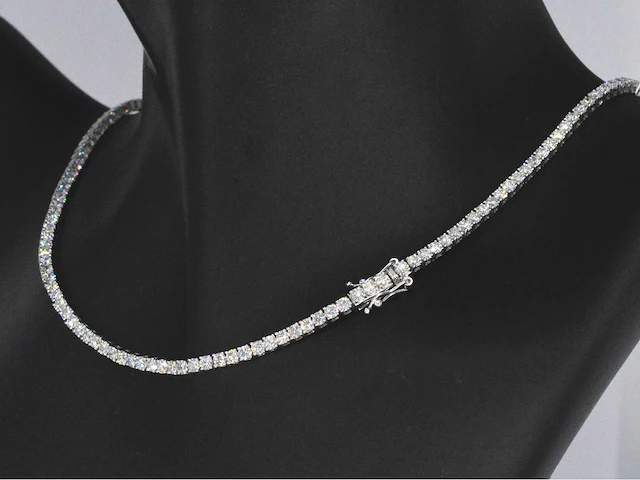 Witgouden tenniscollier met briljant geslepen van 10.00 carat - afbeelding 5 van  7