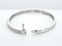 Witgouden vaste armband met briljant geslepen diamant - afbeelding 5 van  8