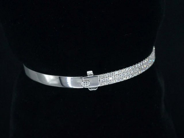 Witgouden vaste armband met briljant geslepen diamant - afbeelding 6 van  8