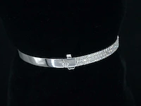 Witgouden vaste armband met briljant geslepen diamant - afbeelding 6 van  8