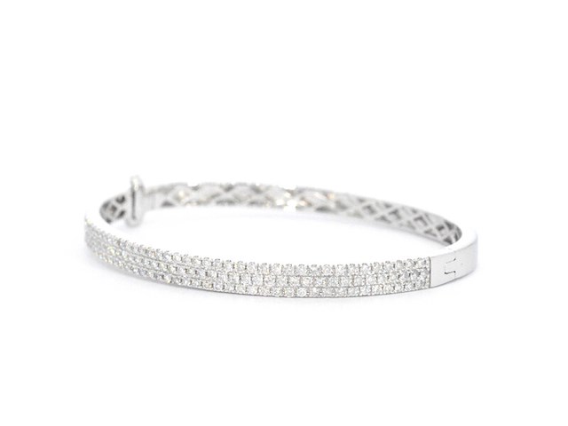 Witgouden vaste armband met briljant geslepen diamant - afbeelding 3 van  9