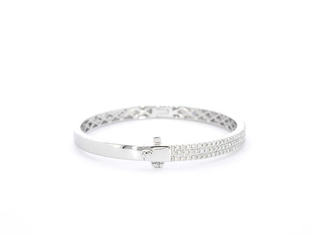 Witgouden vaste armband met briljant geslepen diamant - afbeelding 5 van  9