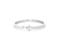 Witgouden vaste armband met briljant geslepen diamant - afbeelding 5 van  9