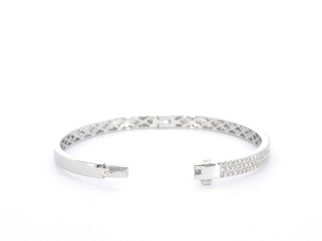 Witgouden vaste armband met briljant geslepen diamant - afbeelding 6 van  9