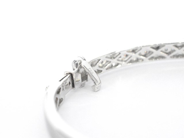 Witgouden vaste armband met briljant geslepen diamant - afbeelding 7 van  9