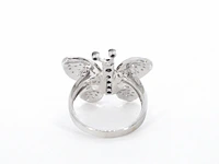Witgouden vlinder ring met diamanten en zwarte diamanten - afbeelding 10 van  12