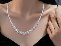 Witte collier met oplopende briljanten van 25.00 carat totaal - afbeelding 3 van  10